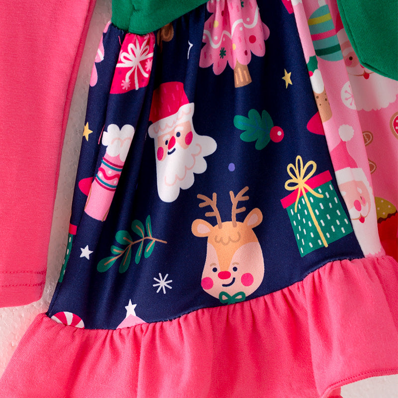 (In Stock G8-2-1)Girls Christmas Print Outfit Set