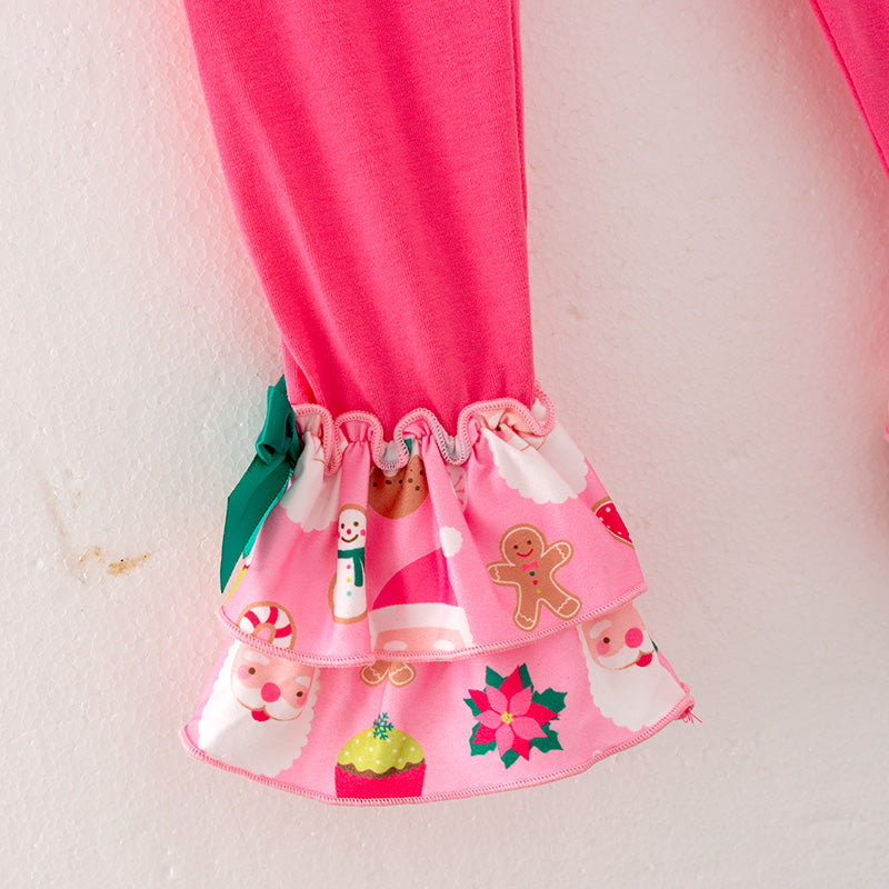 (In Stock G8-2-1)Girls Christmas Print Outfit Set