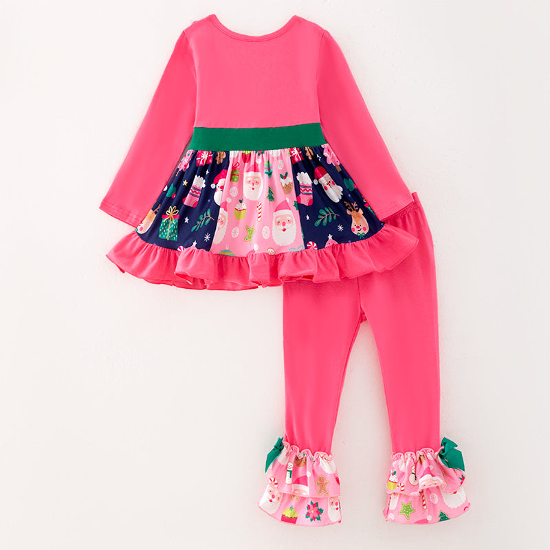 (In Stock G8-2-1)Girls Christmas Print Outfit Set