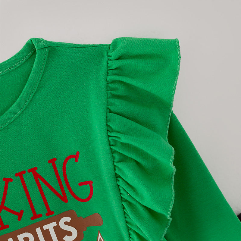 (In Stock G9-2-3)Girls Christmas Print Velvet Skirt Set