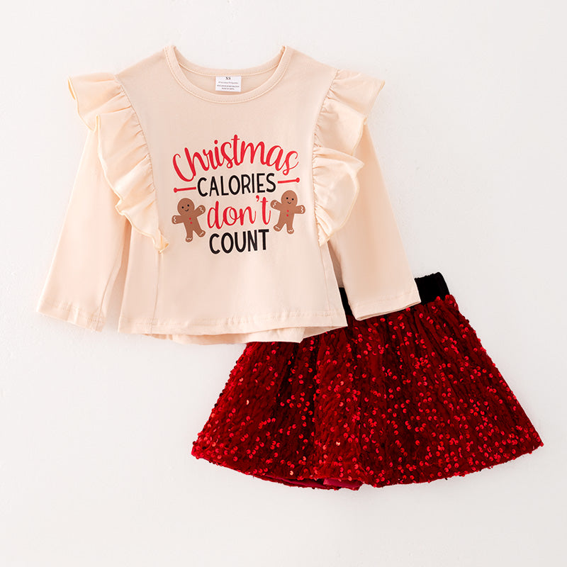 (In Stock G9-2-3)One Pack(20 Pieces total)Girls Christmas Print Velvet Skirt Set