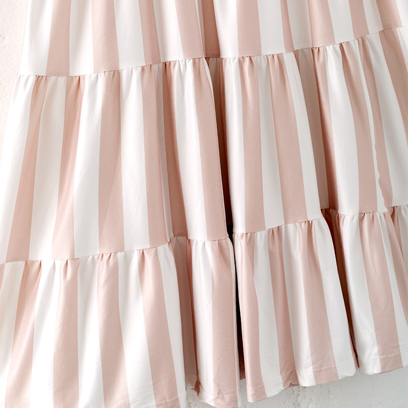 (In Stock)Adults Spring and Summer Beige Stripe Dress
