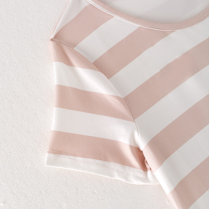 (In Stock)Adults Spring and Summer Beige Stripe Dress