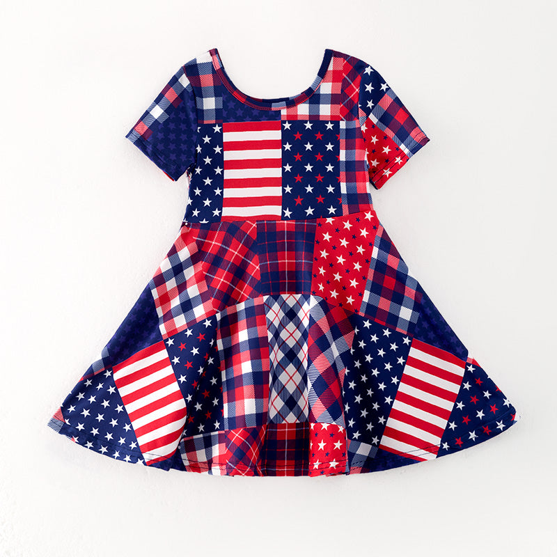 (In Stock)Girls Patriotic Print Dress
