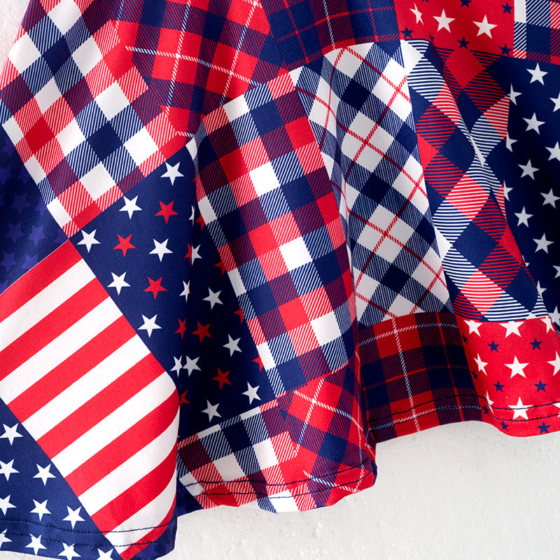 (In Stock)Girls Patriotic Print Dress