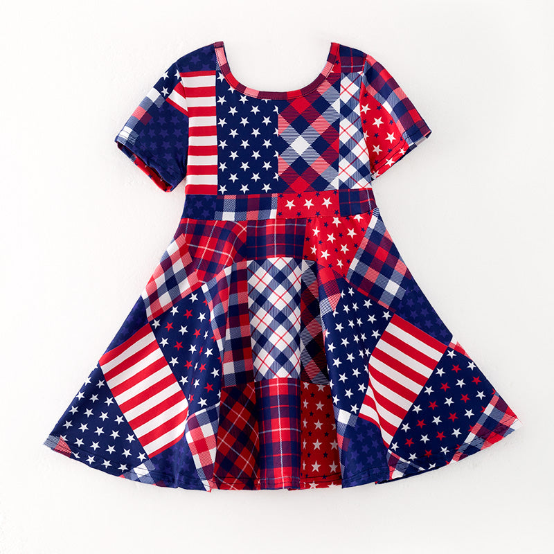 (In Stock)Girls Patriotic Print Dress
