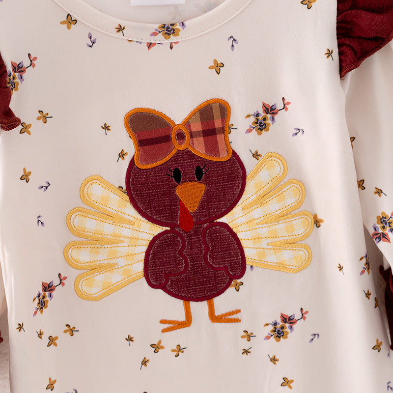 (In Stock L27-2-1)Baby Girls Thanksgiving Print Romper