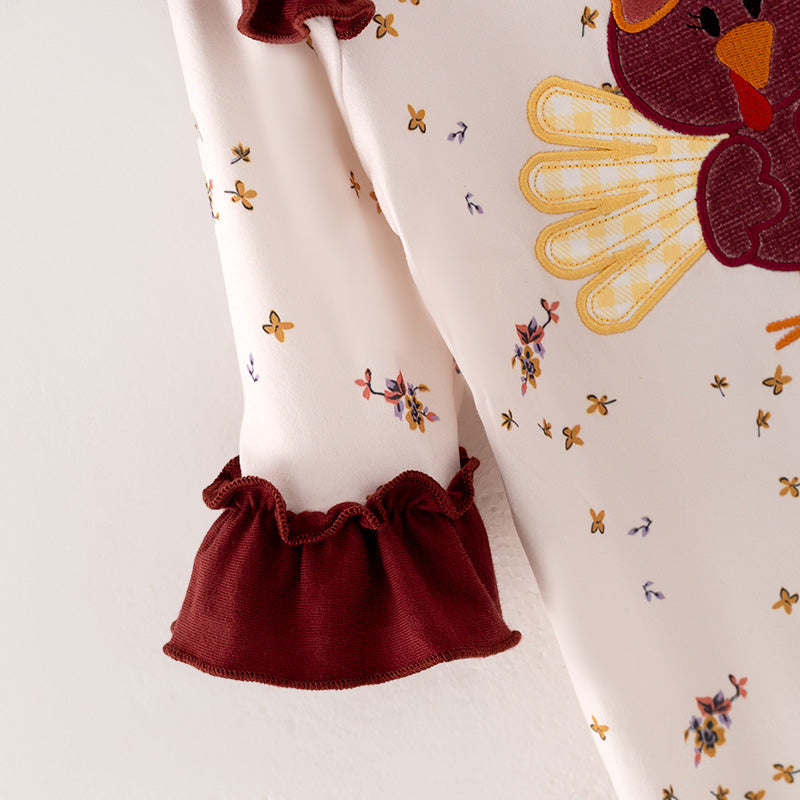 (In Stock L27-2-1)Baby Girls Thanksgiving Print Romper