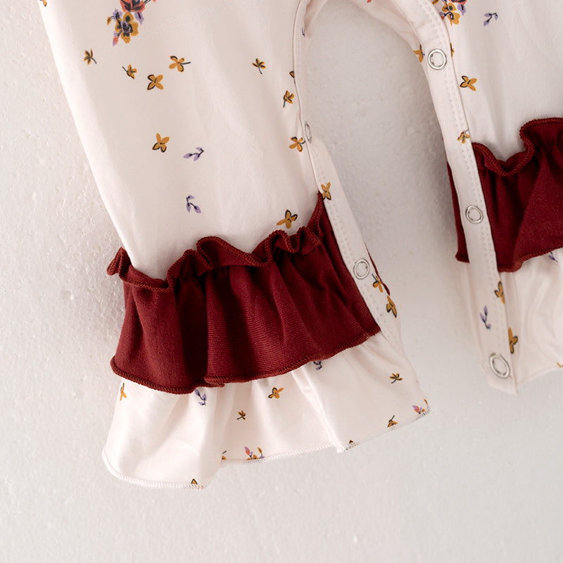 (In Stock L27-2-1)Baby Girls Thanksgiving Print Romper