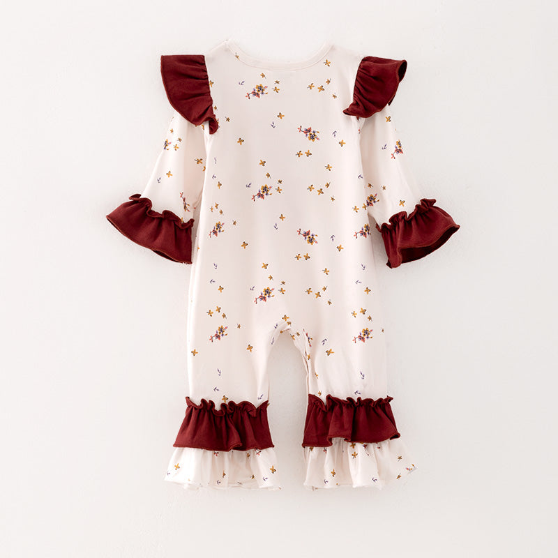 (In Stock L27-2-1)Baby Girls Thanksgiving Print Romper