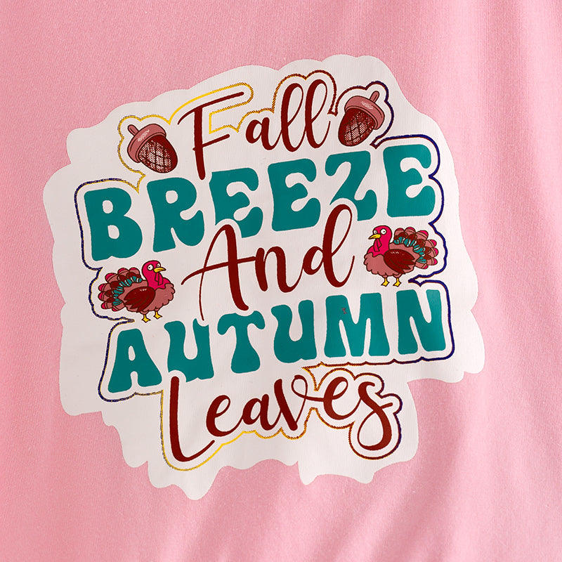 (In Stock L27-1-1)Girls Thanksgiving Print Outfit Set