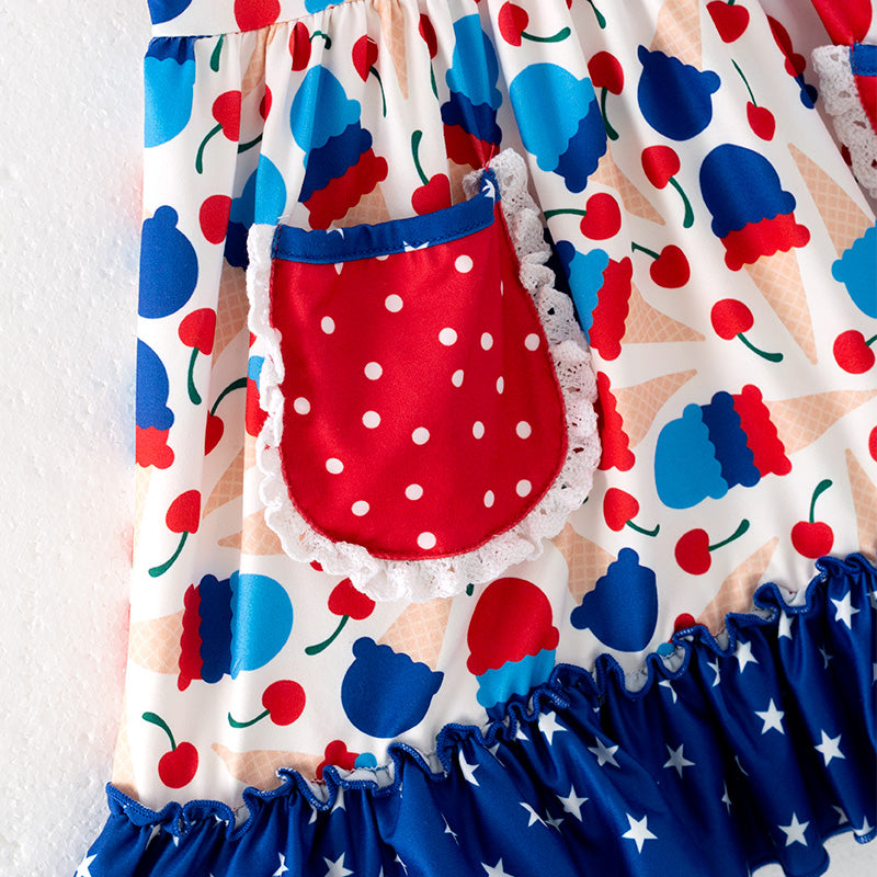 (In Stock)Girls Patriotic Print Dress