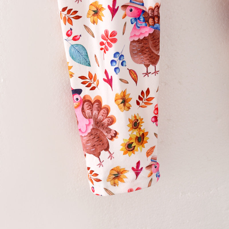 (In Stock L27-1-1)Girls Thanksgiving Print Outfit Set