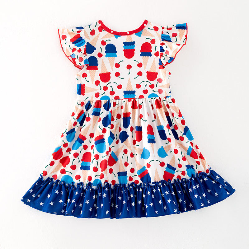 (In Stock)Girls Patriotic Print Dress