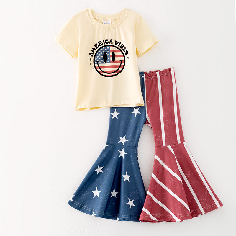 (In Stock)Girls Patriotic Print Outfit Set