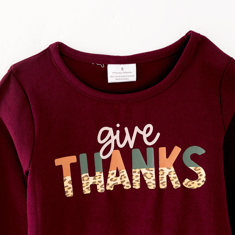 (In Stock L28-1-2)Girls Thanksgiving Print Outfit Set
