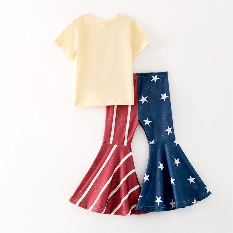 (In Stock)Girls Patriotic Print Outfit Set
