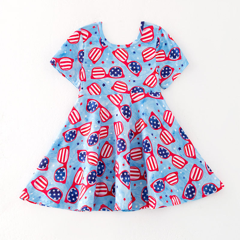 (In Stock)Girls Patriotic Print Dress