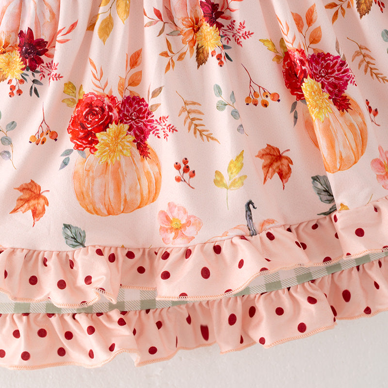 (In Stock)Girls Thanksgiving Print Dress