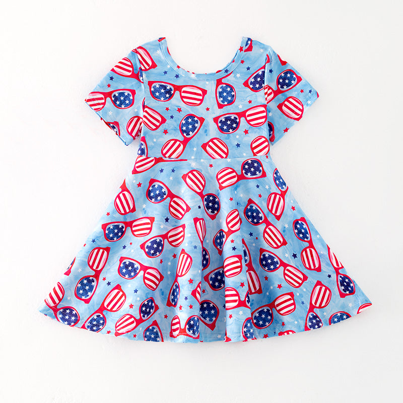 (In Stock)Girls Patriotic Print Dress
