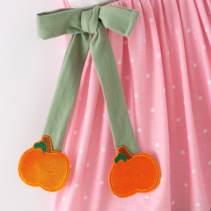 (In Stock)Girls Fall Pumpkin Embroidery Smocked Dress