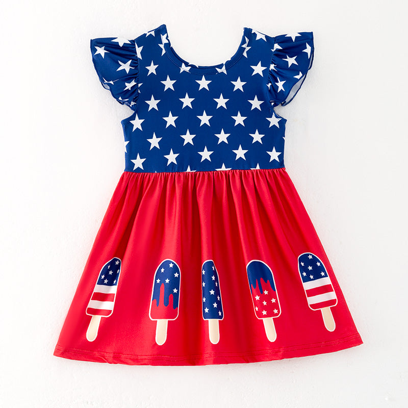 (In Stock)Girls Patriotic Print Dress