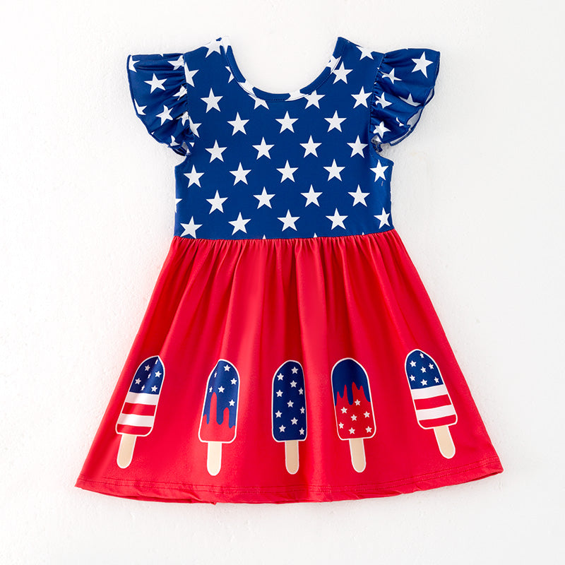 (In Stock)Girls Patriotic Print Dress