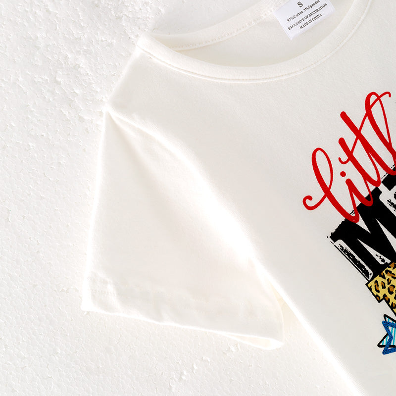 (In Stock)Girls Patriotic Print Sequin Skirt Set