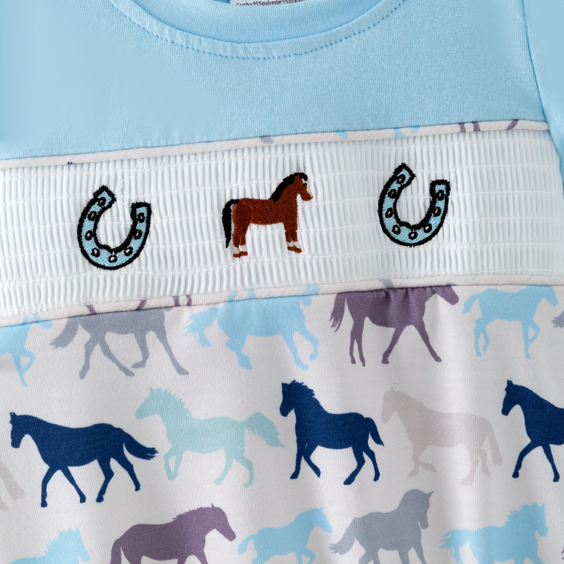 (In Stock)Siblings Fall Horse Embroidery Smocked Dress,Shorts Set&Romper