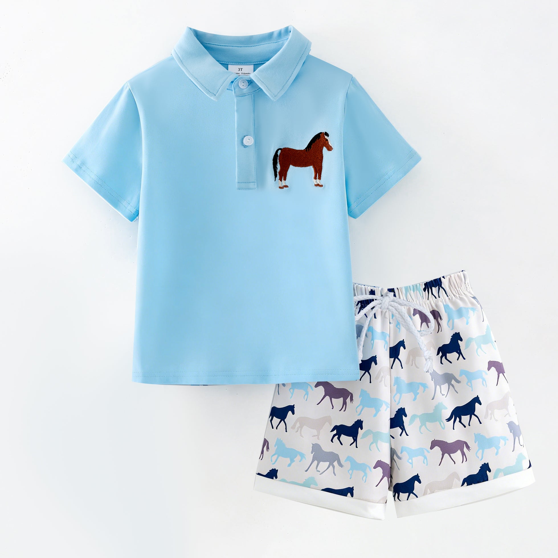 (In Stock)Siblings Fall Horse Embroidery Smocked Dress,Shorts Set&Romper