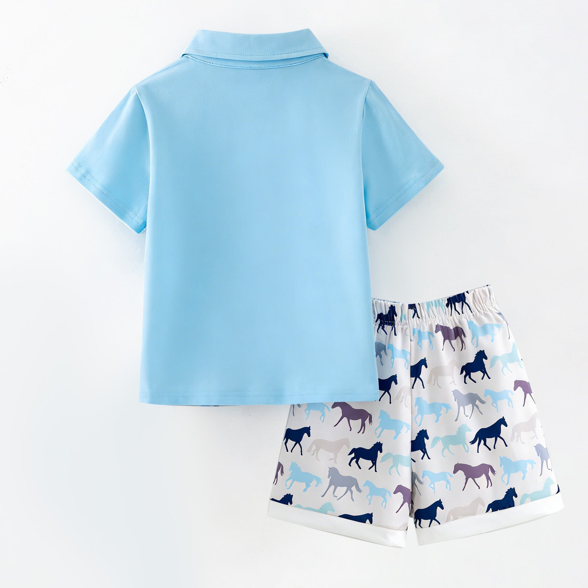 (In Stock)Siblings Fall Horse Embroidery Smocked Dress,Shorts Set&Romper