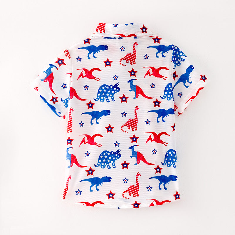 (In Stock)Boys Patriotic Dinosaur Print Shirt