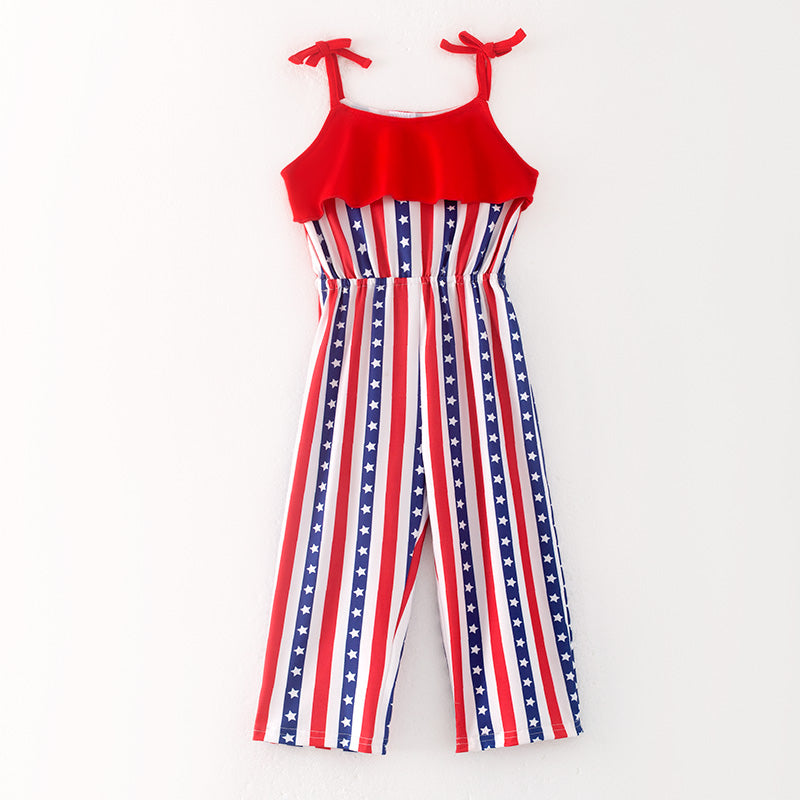 (In Stock)Girls Patriotic Print Jumpsuit