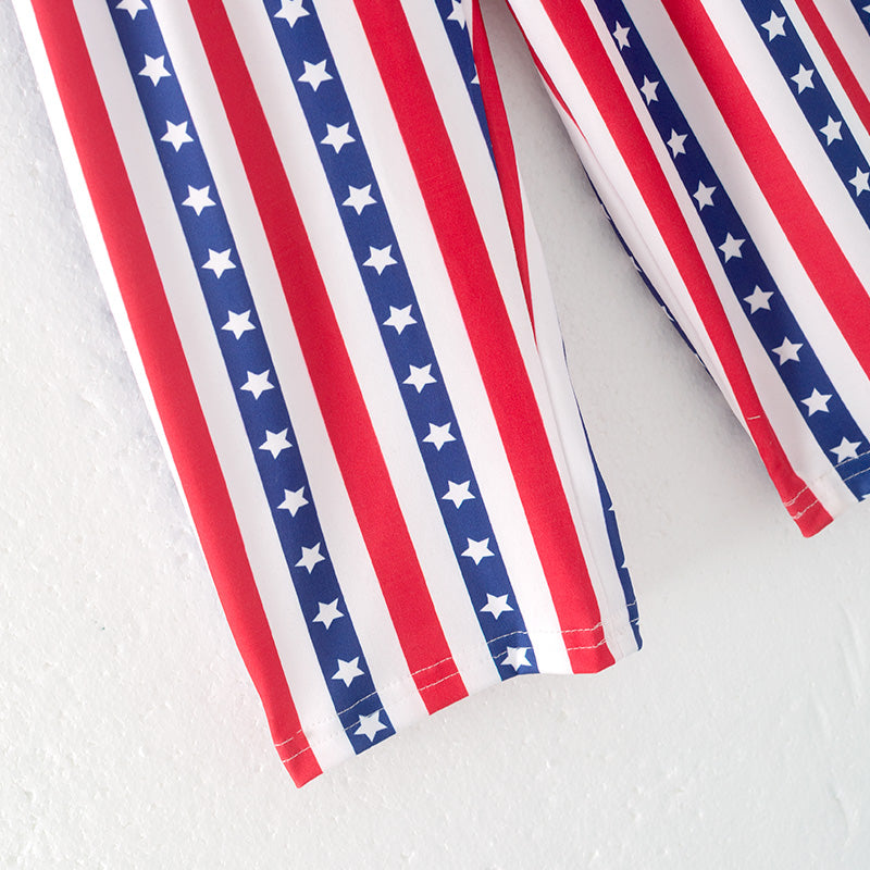 (In Stock)Girls Patriotic Print Jumpsuit