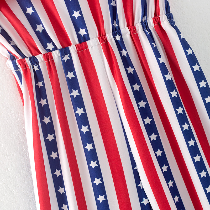(In Stock)Girls Patriotic Print Jumpsuit