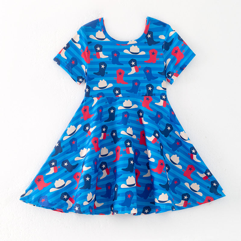 (In Stock)Girls Patriotic Print Dress