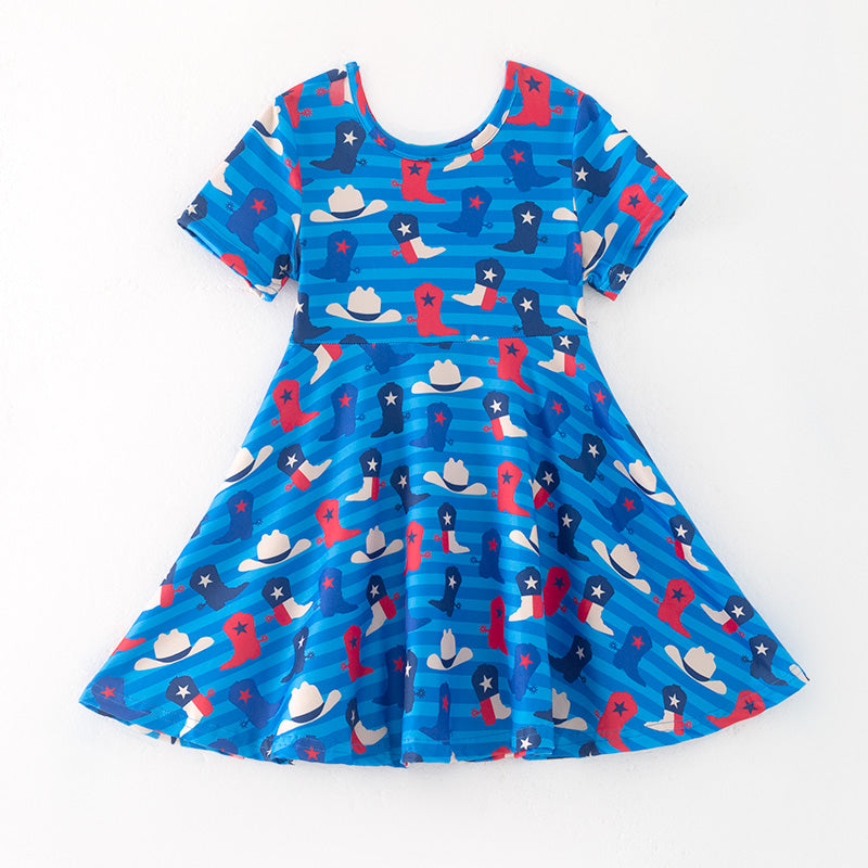 (In Stock)Girls Patriotic Print Dress