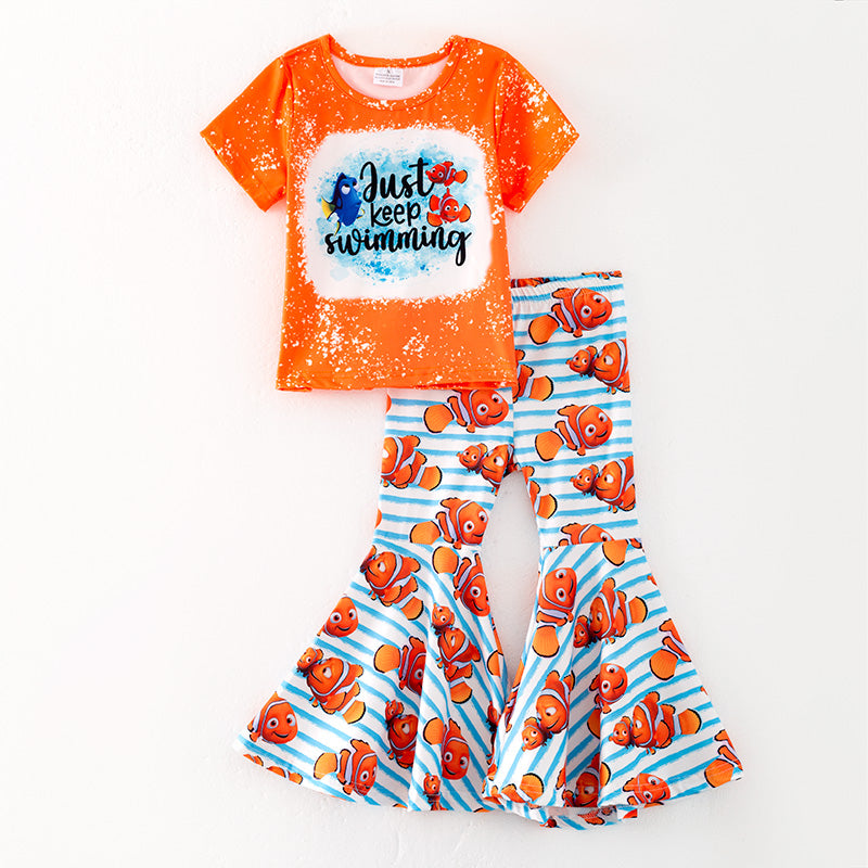 (In Stock)Girls Spring and Summer Cartoon Print Outfit Set
