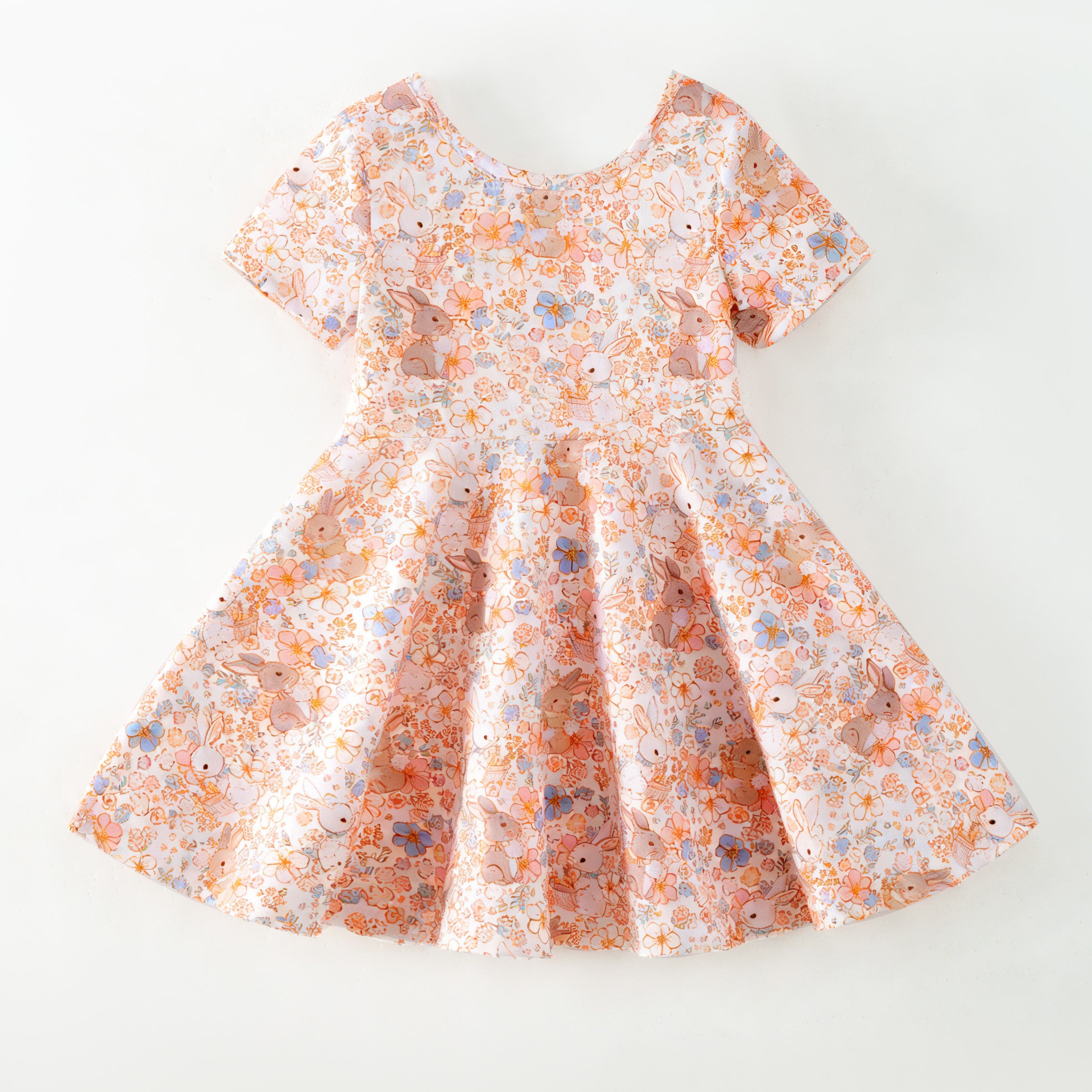 (Pre Order,Prepack Zone)Girls Easter Bunny Print Dress(Mix Size)