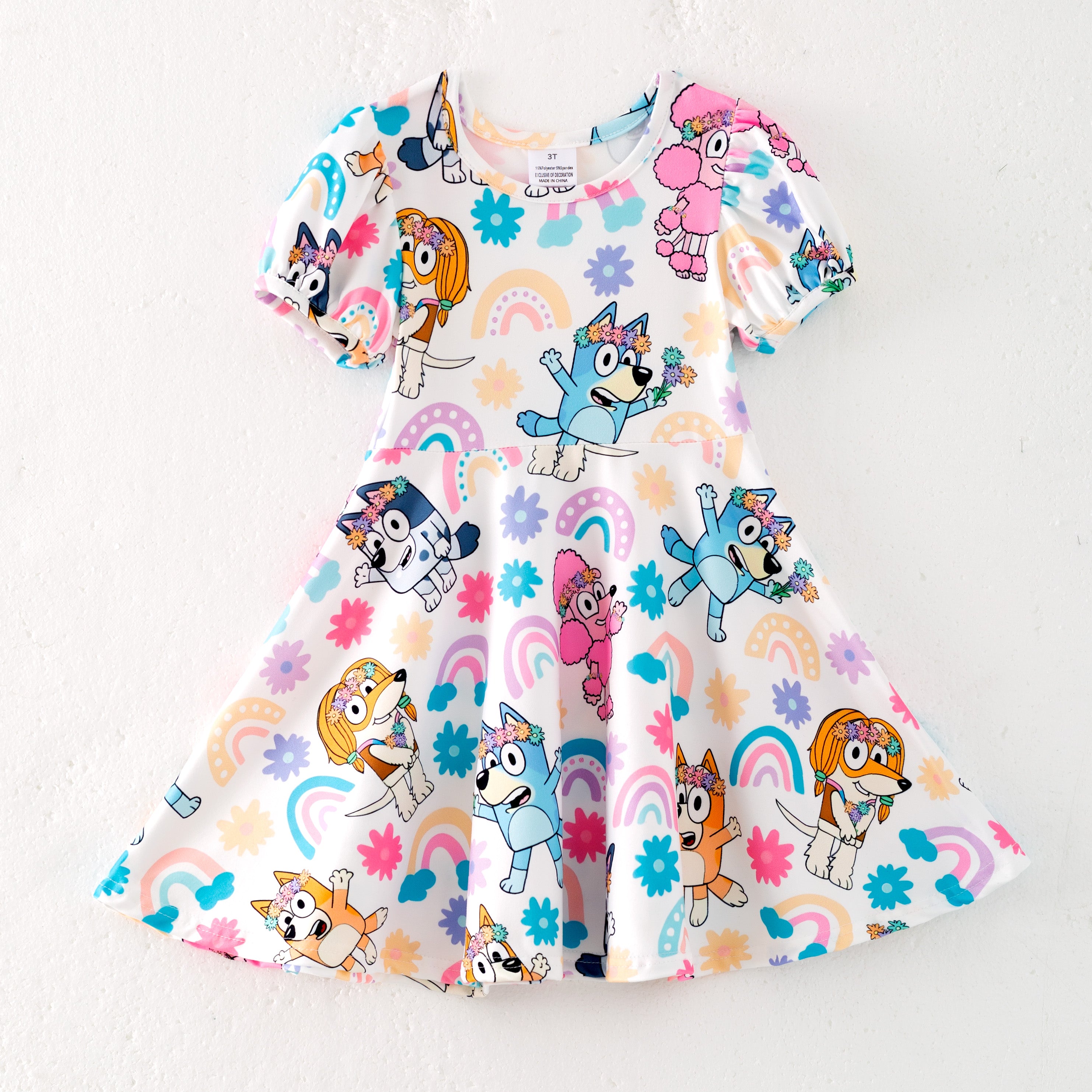 (Pre Order)Girls Spring and Summer Strawberry&Cartoon Print Dress