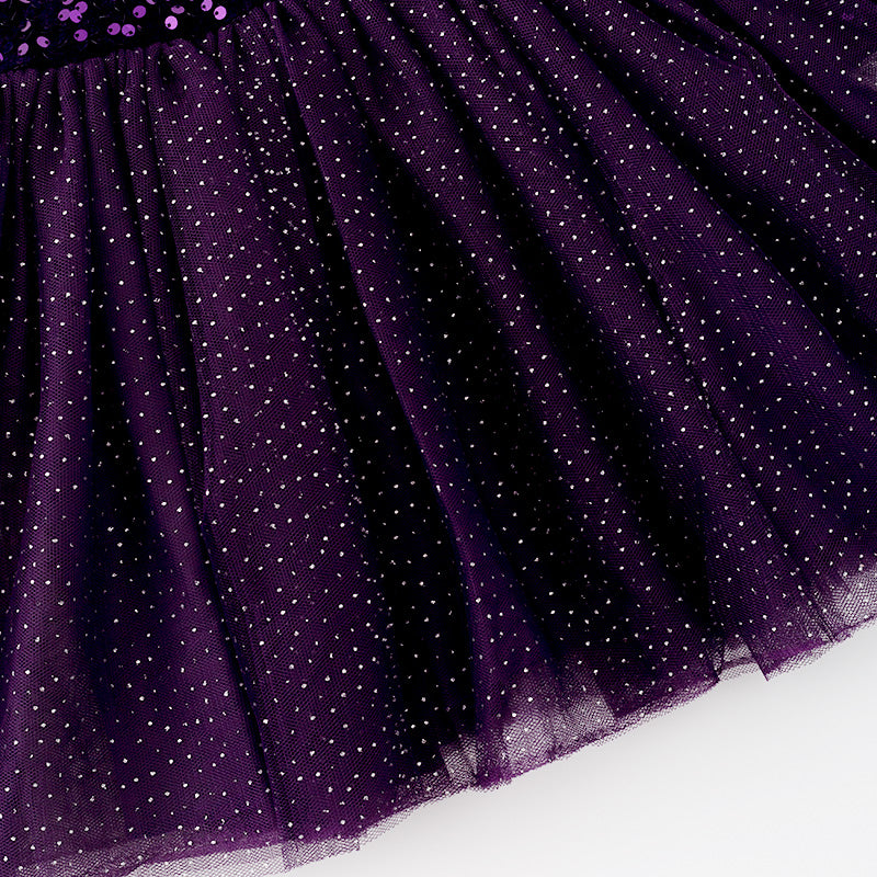 (In Stock L31-4-2)Girls Purple Sequined Tulle Dress