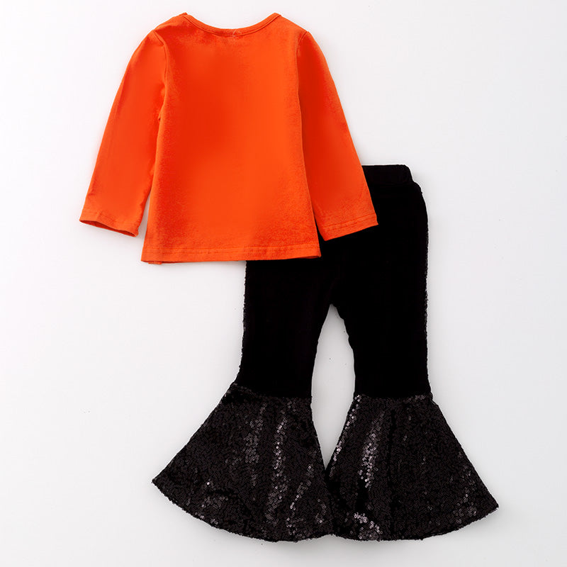 (In Stock L31-4-1)Girls Fall "God Is Good" Cotton Top Velvet Pants Set