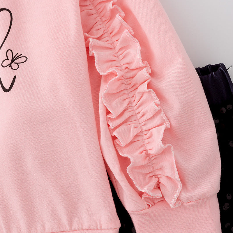 (In Stock L31-4-1)Girls Fall "Be Kind To Yourself" Cotton Top Velvet Pants Set