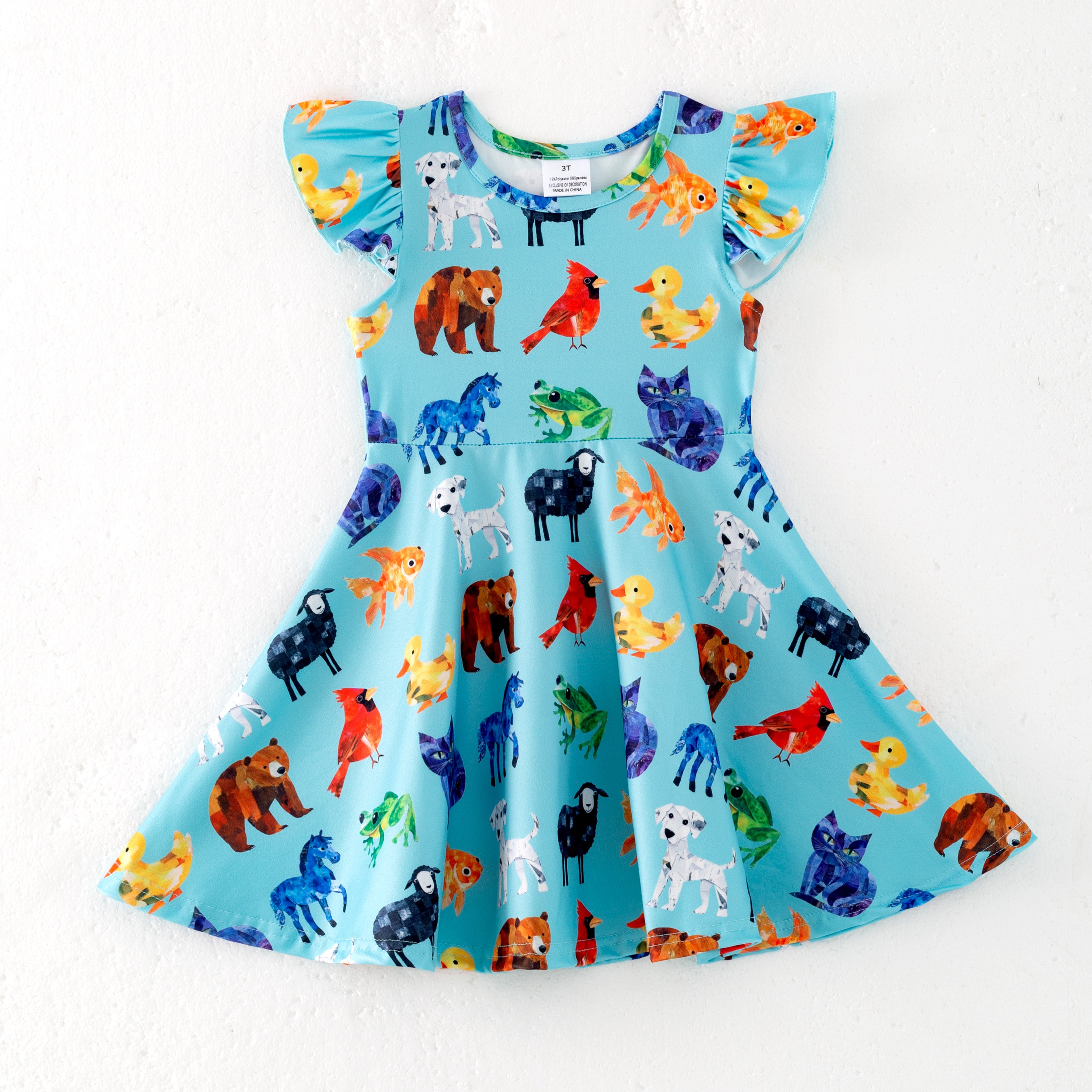 (Pre Order)Girls Spring and Summer Brown Bear Print Dress