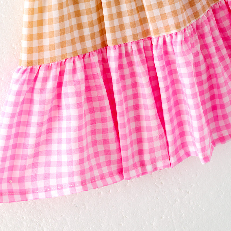 (In Stock)Girls Spring and Summer Colorful Plaid Dress
