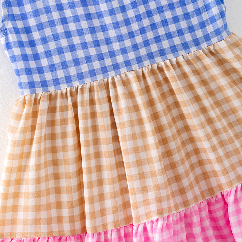 (In Stock)Girls Spring and Summer Colorful Plaid Dress