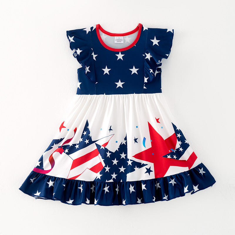 (In Stock)Girls Patriotic Print Dress