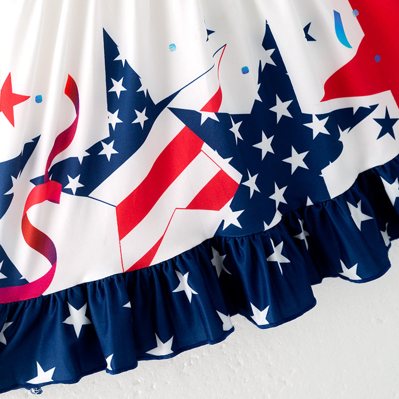 (In Stock)Girls Patriotic Print Dress