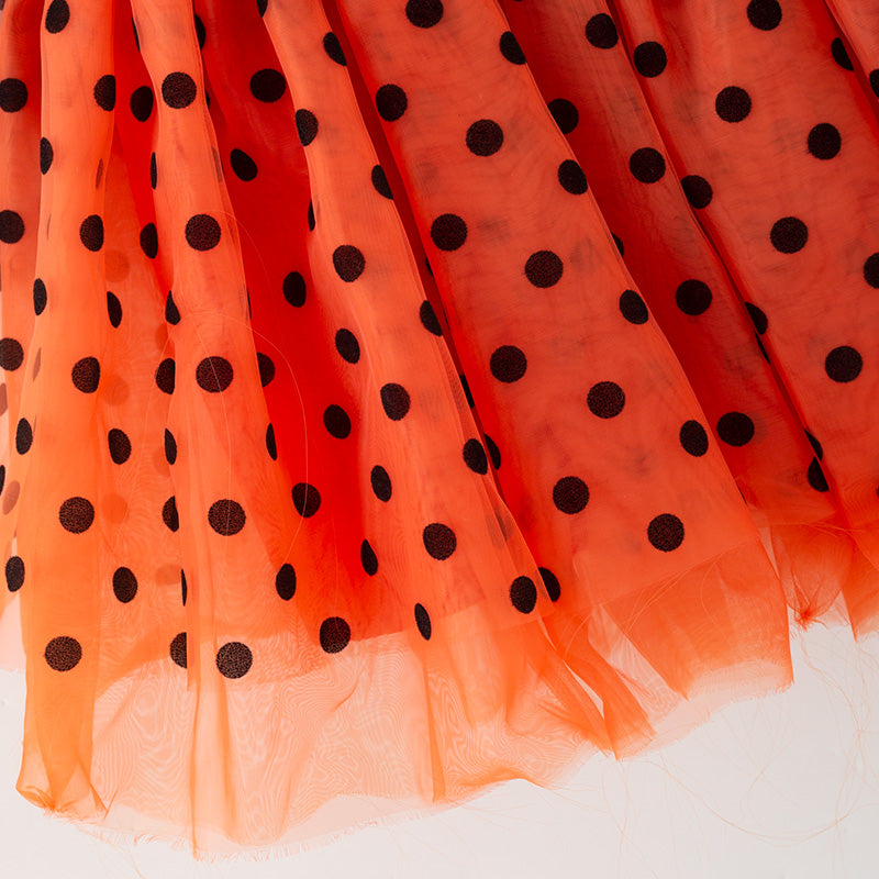 (In Stock)Girls Halloween Kitty Print Tulle Dress