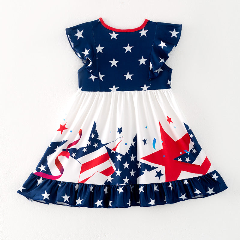 (In Stock)Girls Patriotic Print Dress